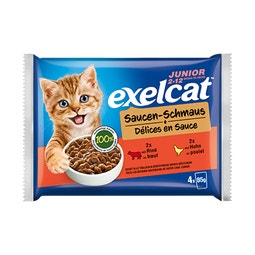 Exelcat Pouch Délices en Sauce Junior Classic Viande 4x85g image