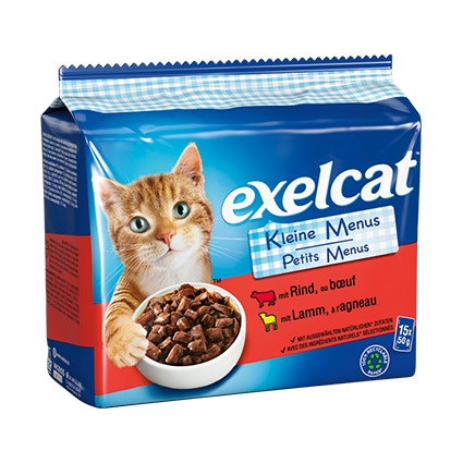 Exelcat Kleine Menus Fleisch Beutel 15x50g